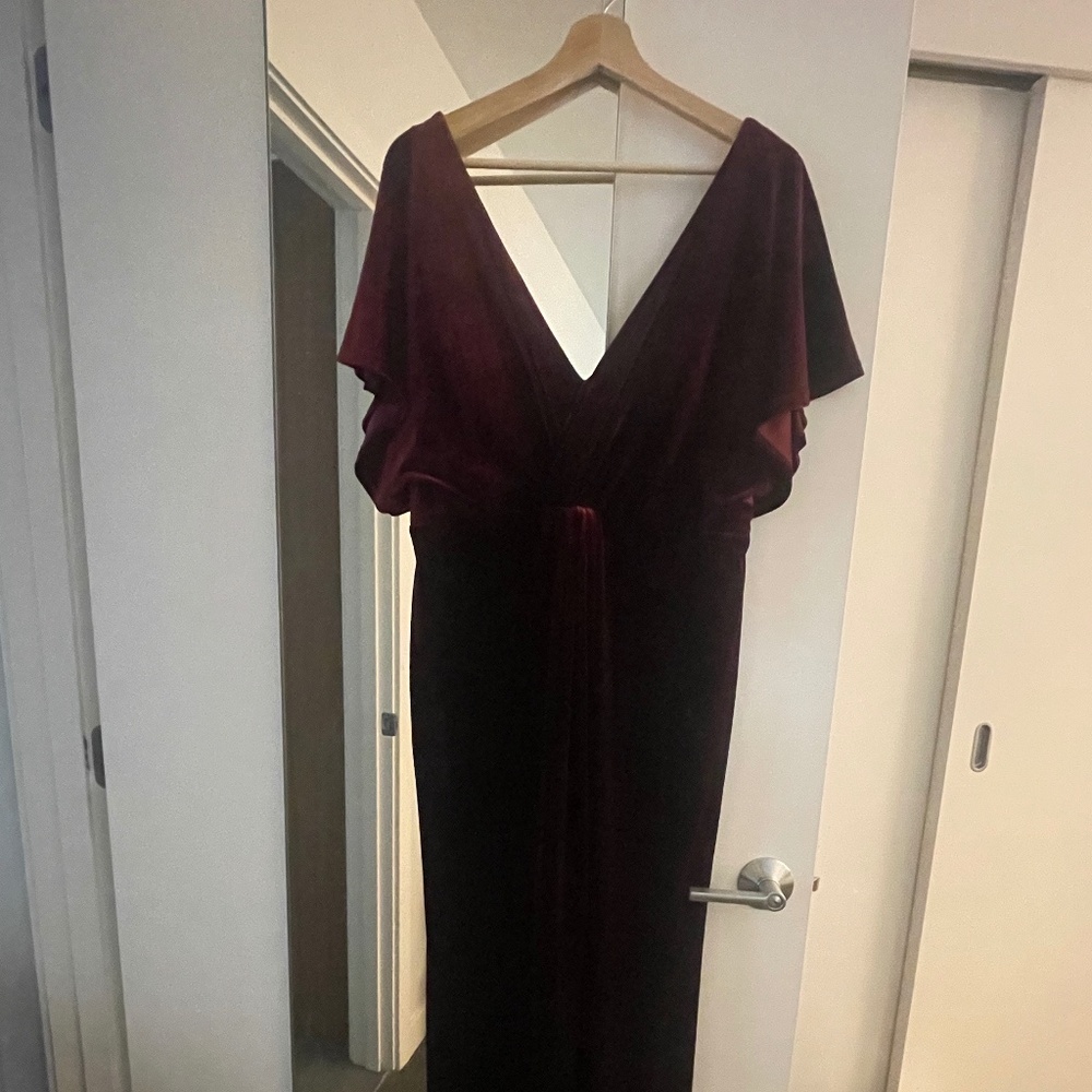 Revelry Deep Red Maxi Dress with Flutter Sleeves